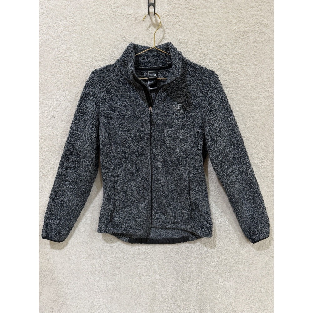 The North Face Womens Osito 2 Full Zip Jacket Medium Fleece Deep Pile Black Gray